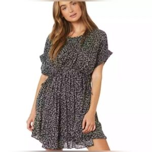 ✨FREE PEOPLE✨ One Fine Day Mini Dress in Black and White Floral Print Size XS